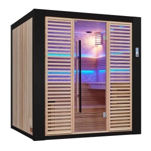 Sauna uscata traditionala finlandeza MUE-1402 cu soba Harvia 6kW, piatra decorativa, 200 x 170 x 210 cm - Img 20
