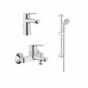 Set baterii lavoar cada si set de dus cu bara Grohe BauEdge crom