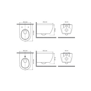Set Bideu si Vas WC GEBERIT, ceramica sanitara, Vas WC FLUMINIA IMPERIA RIMLESS + Bideu +Capac Soft-Close Inclus SLIM PREMIUM+Cadru+Clapeta - Img 3