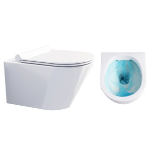 Set Bideu si Vas WC GROHE, montaj suspendat, ceramica sanitara, WC SONET RIMLESS + Bideu + Capac Soft-Close SLIM PREMIUM + Cadru+Clapeta - Img 14