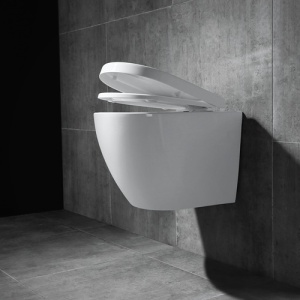 Set Bideu si Vas WC PRO GEBERIT, montaj suspendat, Vas WC VERONA Minerva RIMLESS + Bideu + Capac Soft-Close Inclus STANDARD + Cadru + Clapeta - Img 21