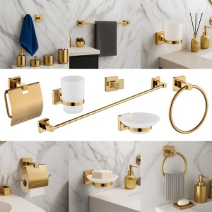 Set de accesorii pentru baie 6 in 1 DYLAN Auriu - Img 2