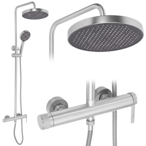 Set de dus aparent Rea Grace Brush Nickel cu para si palarie de dus