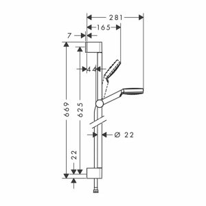 Set de dus cu bara Hansgrohe Crometta 65 cm crom - alb - Img 3