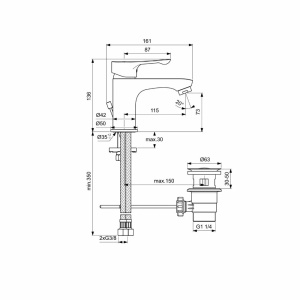 Set format din baterie lavoar, cu baterie cada si set dus PRO IDEAL STANDARD ALPHA - Img 4