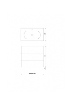 Set mobilier baie pe pardoseala Gala Shona 60 x 46 x 74 cm alb mat cu lavoar Klea 60 cm - Img 2