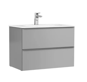 Set mobilier baie suspendat Gala Shona 80 x 46 cm cu 2 sertare si lavoar Klea galet mat