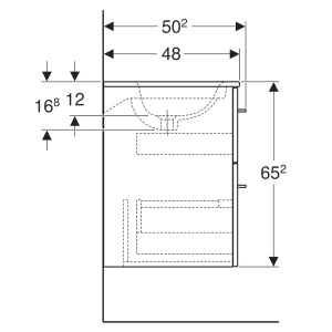 Set mobilier baie suspendat Geberit Selnova Square 100 x 48 cm cu lavoar si 2 sertare nuc american deschis - Img 4