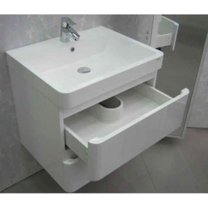 Set mobilier baie suspendat Kuma Hanna cu lavoar compozit 60 x 48 cm alb lucios - Img 2