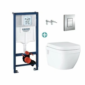 Set rezervor Grohe Rapid SL cu clapeta Skate Cosmopolitan si vas wc Grohe Euro Ceramic Rimless prindere la vedere capac soft close - Img 1