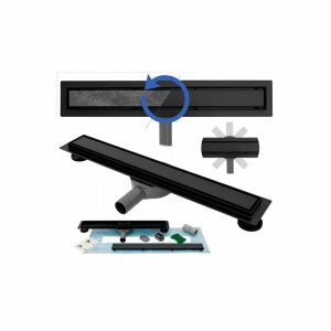 Set rigola pentru dus plus capac 100 cm Rea Neo Pro 2 in 1 negru - Img 1