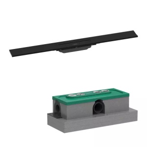 Set rigola pentru dus plus capac Hansgrohe RainDrain Flex ajustabil negru mat 80 cm - Img 1