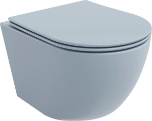 Set vas Wc cu capac soft-close inclus, Montaj suspendat, Ceramica sanitara, Culoare Blue - Img 1