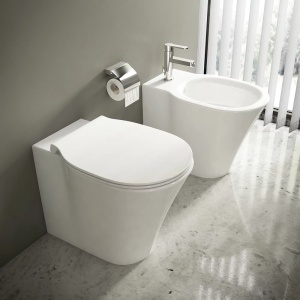 Set vas wc pe pardoseala BTW cu capac softclose slim si bideu Ideal Standard Connect Air Aquablade - Img 2