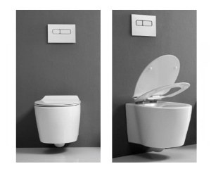 Set Vas WC PRO GEBERIT, Montaj Suspendat, Ceramica Sanitara, Vas WC ALBA RIMLESS + Capac Soft-Close SLIM Inclus + Cadru + Clapeta - Img 2