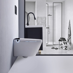 Set vas WC Smart ,cu functie bideu, Buton Negru, cadru inclus - Img 2