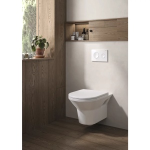 Set vas wc suspendat cu capac soft close Gala Aris alb lucios - Img 2