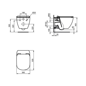Set vas wc suspendat Ideal Standard Tesi Aquablade cu capac slim softclose negru mat Silk Black - Img 6