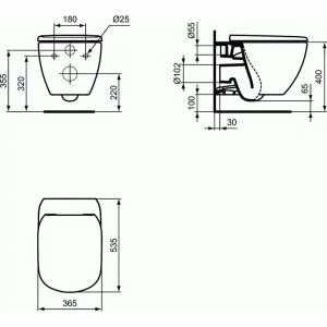 Set vas Wc suspendat PRO IDEAL STANDARD TESI ,cu capac soft-close ,si bideu suspendat - Img 3