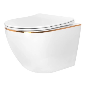 Set Vas WC Suspendat Rea Carlo+Rama instalare Alcadrin+Capac Soft-Close+Clapeta Thin Auriu - Img 9