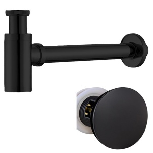 SIFON LAVOAR METALIC MIKE-BL + DOP CLICK-CLACK CU PREAPLIN NEGRU MAT - Img 1