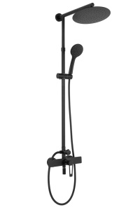 Sistem Complet De Dus REA ALDI, Montaj Pe Perete, Para Rotunda Tip Ploaie 25x25 Cm, 3 Functii De Curgere A Apei, Finisaj Negru Mat - Img 4