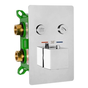 Sistem Complet De Dus REA FENIX DAVIS CHROM + Termostatic, BOX, Montaj In Perete, Para Patrata Tip Ploaie 30 x 30 Cm, 2 Functii De Curgere A Apei, Crom - Img 8