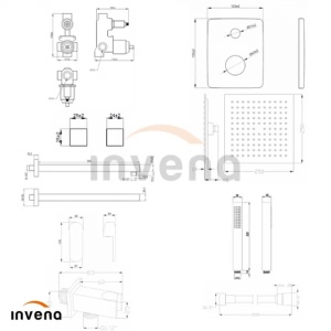 Sistem de dus incastrat Invena Siros negru mat para stick - Img 2