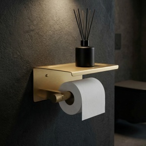 Suport pentru hârtie igienică cu poliță 39105A Rea ORI Brush Gold - Img 3