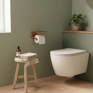 Suport pentru hârtie igienică cu poliță Rea 6613 Modern Copper Brush - Img 5