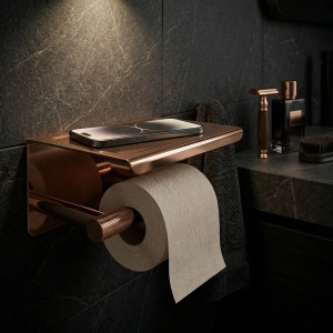 Suport pentru hârtie igienică cu poliță Rea 6613 Modern Copper - Img 3