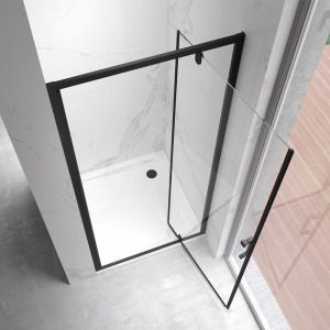 Usa de dus batanta pentru nisa KZ18B negru mat 80 x 195 cm sticla 6 mm - Img 4