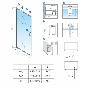 Usa de dus batanta pentru nisa ZES-KZ18A crom 70 x 195 cm sticla 6 mm - Img 8