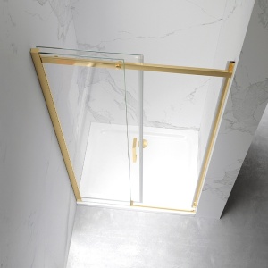 Usa de dus culisanta pentru nisa ZES-KZ09D auriu periat 125-130 x 195 cm sticla 8 mm - Img 3