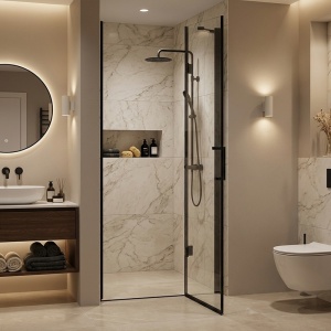 Usa de dus pentru nisa batanta KZ27 negru 90 x 195 cm sticla 6 mm - Img 7