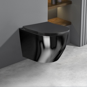 Vas de toaleta suspendat Mizu Black Gloss, rimless, cu capac din duroplast cu softclose - Img 2