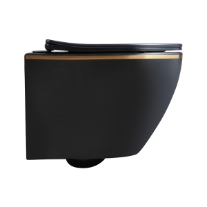 Vas de toaleta suspendat Mizu Black Matt&Gold, rimless, cu capac din duroplast cu softclose - Img 12
