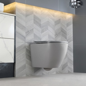 Vas de WC suspendat Mizu Grey Matt, rimless cu capac softclose - Img 4