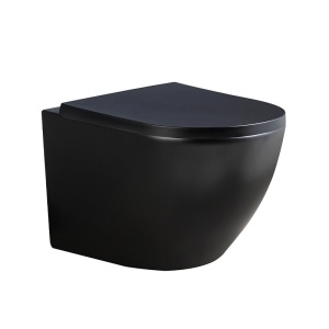 Vas de WC suspendat Peak Black Matt, rimless cu capac softclose