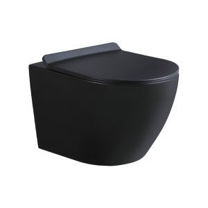Vas toaleta WC suspendat Mizu Black Matt cu capac din duroplast cu softclose
