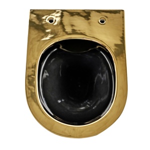Vas Wc MIZU-GL-BL-RIM-03, montaj suspendat, capac softclose inclus, culoare auriu lucios - Img 3