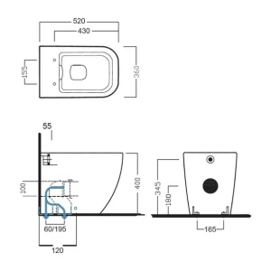 Vas wc pe pardoseala Hatria Bianca Back-to-Wall Rimless - Img 4