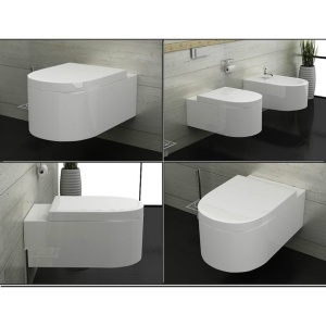 Vas WC PRO LORENT Rimless, suspendat, ceramica, 56.5 x 34.5 x 34 cm, Scaun Soft-Close / Duroplast Slim Inclus, Alb - Img 3