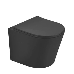 Vas WC PRO SOFIA BLACK MAT, Sistem inovator de spalare Rimless Tornado, Suspendat, Ceramica sanitara - Img 1