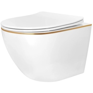 Vas WC suspendabil Rea Carlo Mini Tornado NF Gold Edge