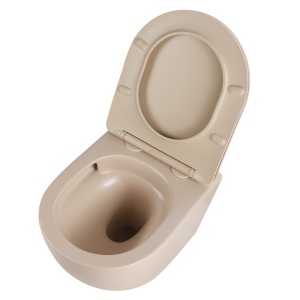 Vas WC suspendat Flow Tornado Cappuccino, rimless cu capac soft close duroplast - Img 7