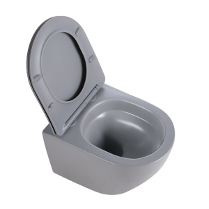 Vas WC suspendat Flow Tornado Grey Matt, rimless cu capac soft close duroplast - Img 5
