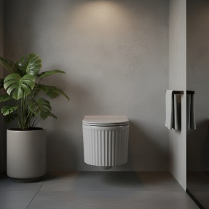 Vas WC suspendat Luma Gray rimless si cu capac soft close - Img 6