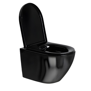 Vas WC suspendat Mizu Black Gloss rimless cu capac din duroplast negru si inchidere softclose - Img 3