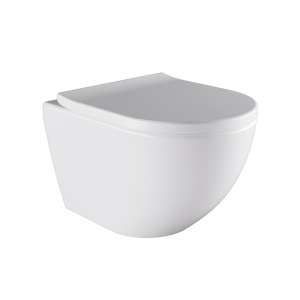 Vas WC suspendat Nero White cu sistem tornado, rimless si capac cu softclose